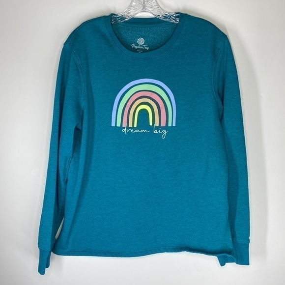 Positive Tees Dream Big Blue Rainbow Crewneck Sweatshirt Size Medium - Picture 1 of 5